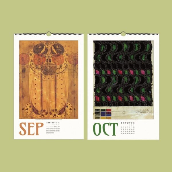 Artistic September October calendar pages with abstract designs.