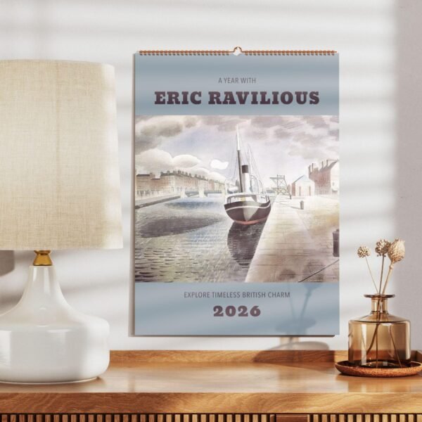 Eric Ravilious 2026 calendar on wooden table