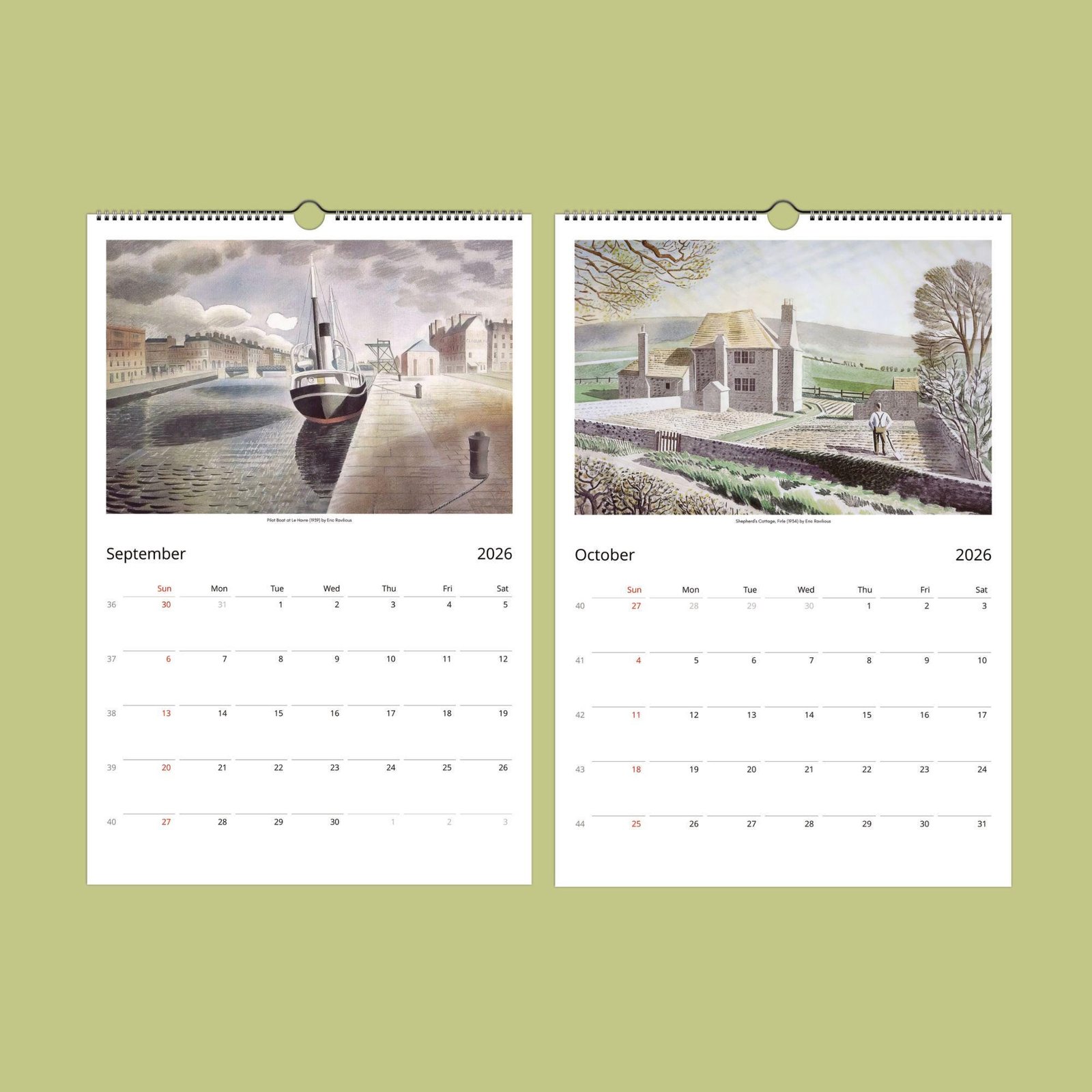 2026 calendar showing September and October pages.