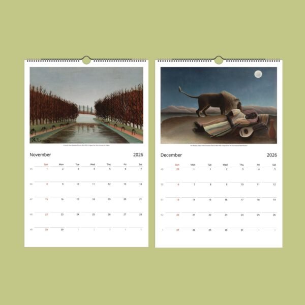 2026 calendar with November and December pages.
