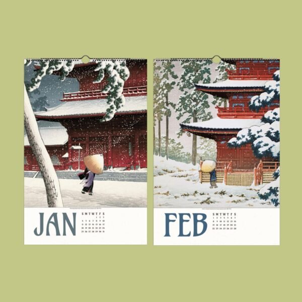 Japanese style calendar for January and February.