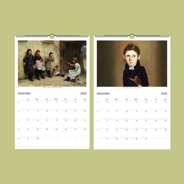 Art calendar: November and December 2026 pages
