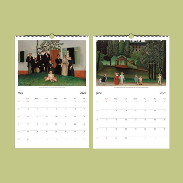 2026 calendar with May and June art images