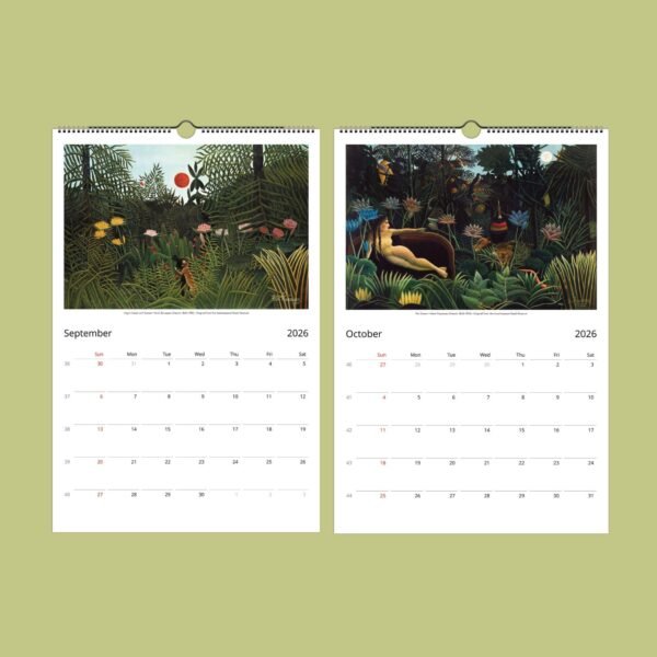 2026 calendar with jungle paintings