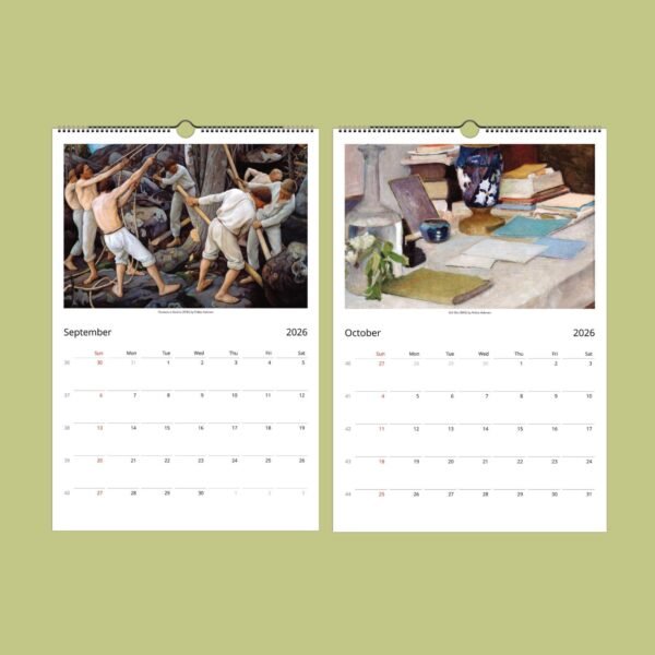2026 calendar with artwork for September, October.