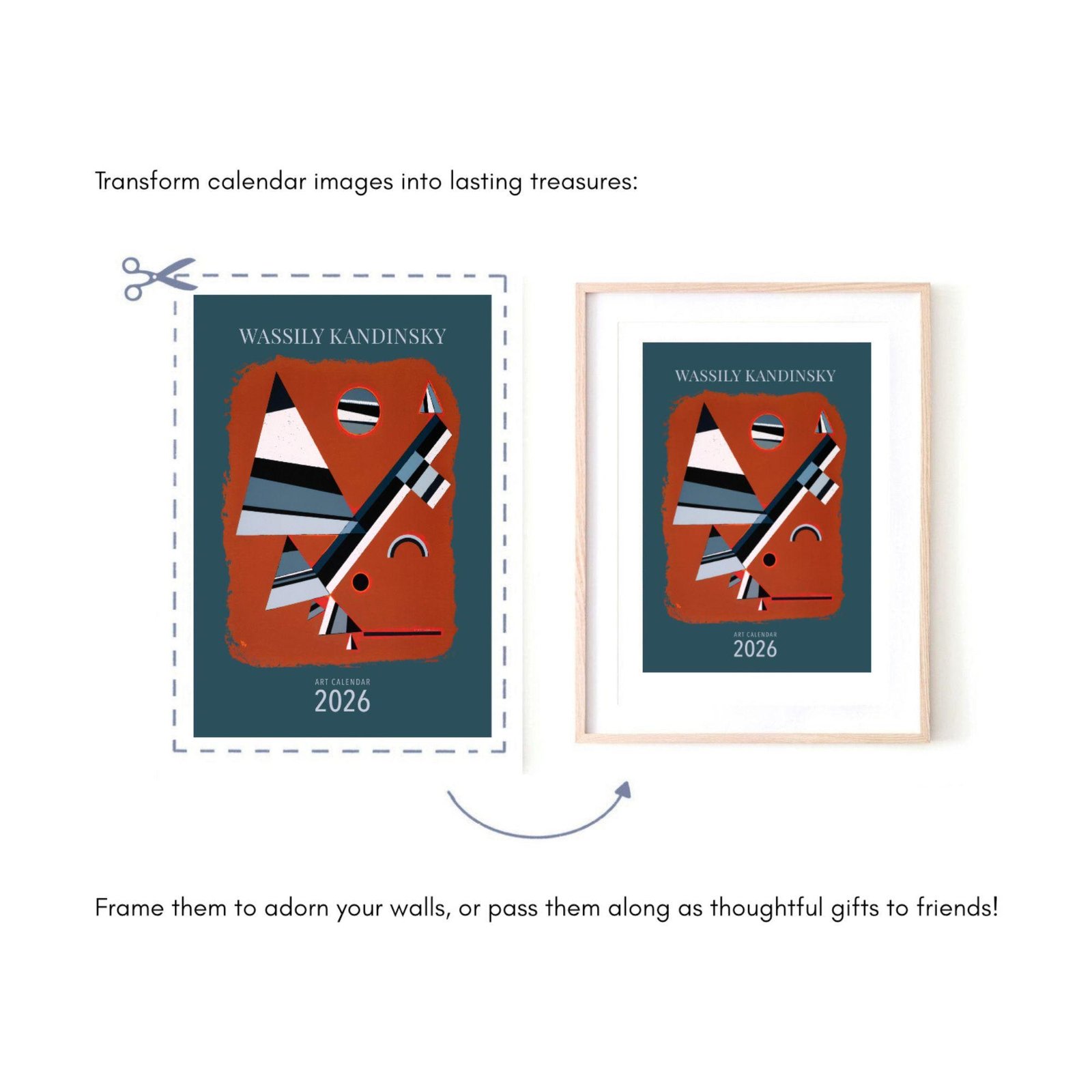 Frame calendar art for decor or gifting.