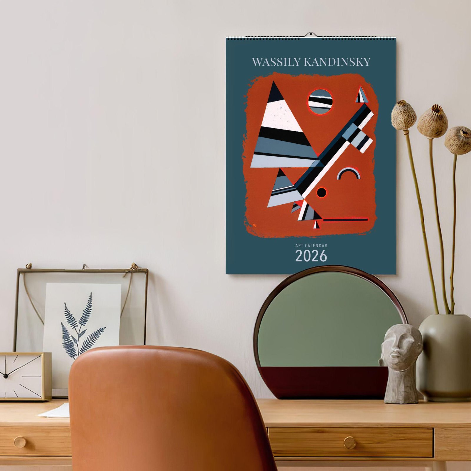 2026 Kandinsky art calendar on wall