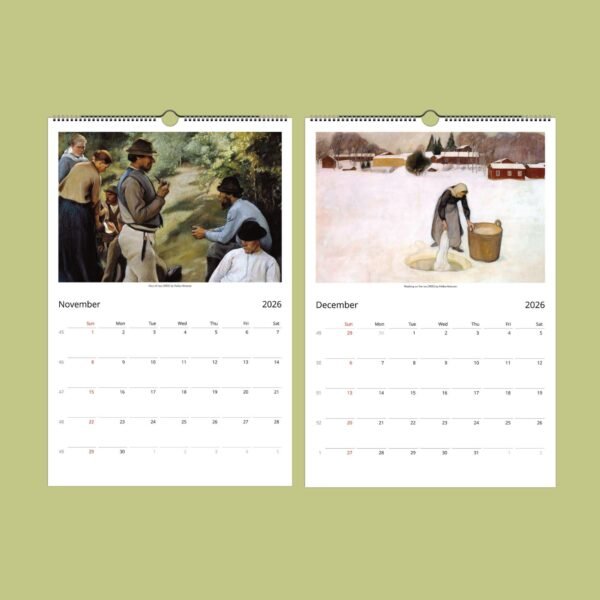 2026 calendar with November, December pages displayed.