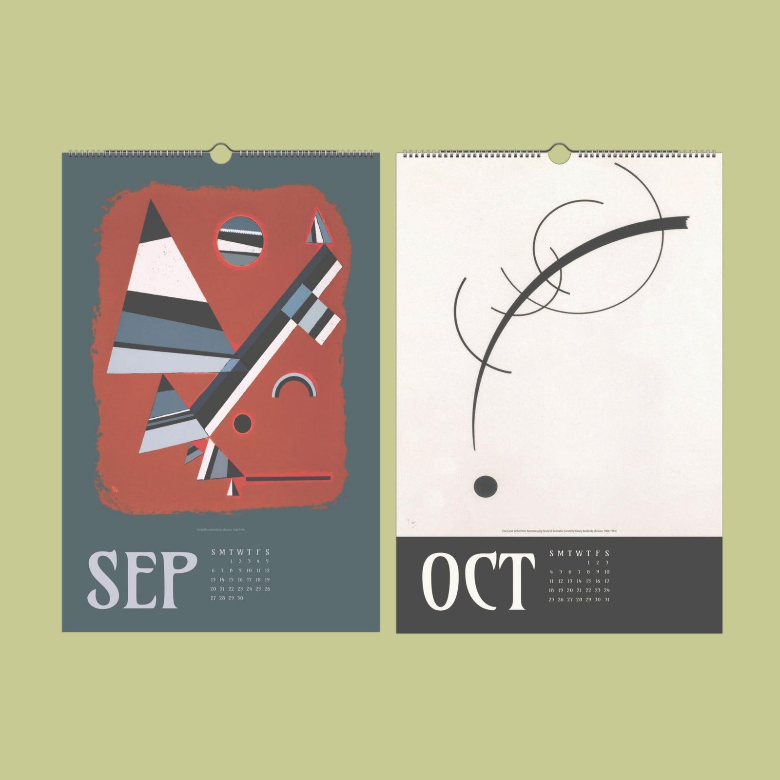 Abstract calendar design for September and October.