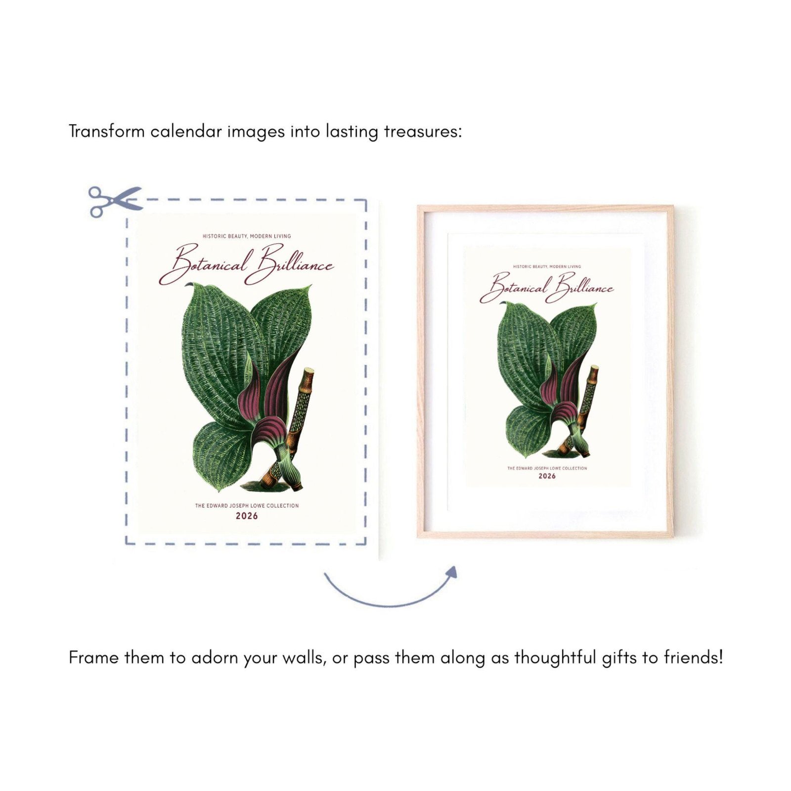 Transform calendar images into framed art.