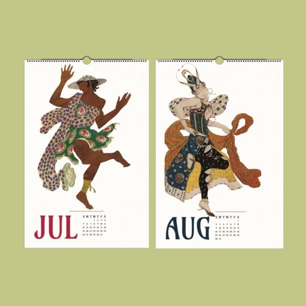 Illustrated calendar pages for July and August.