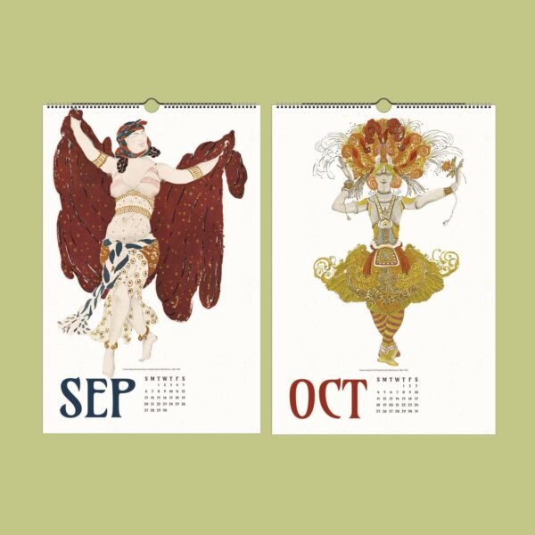 Art Nouveau September October calendar illustrations