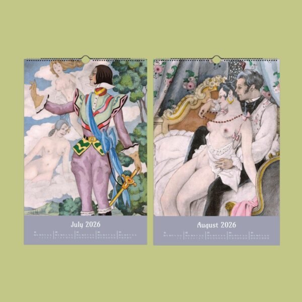 Illustrated calendar pages for July and August 2026.