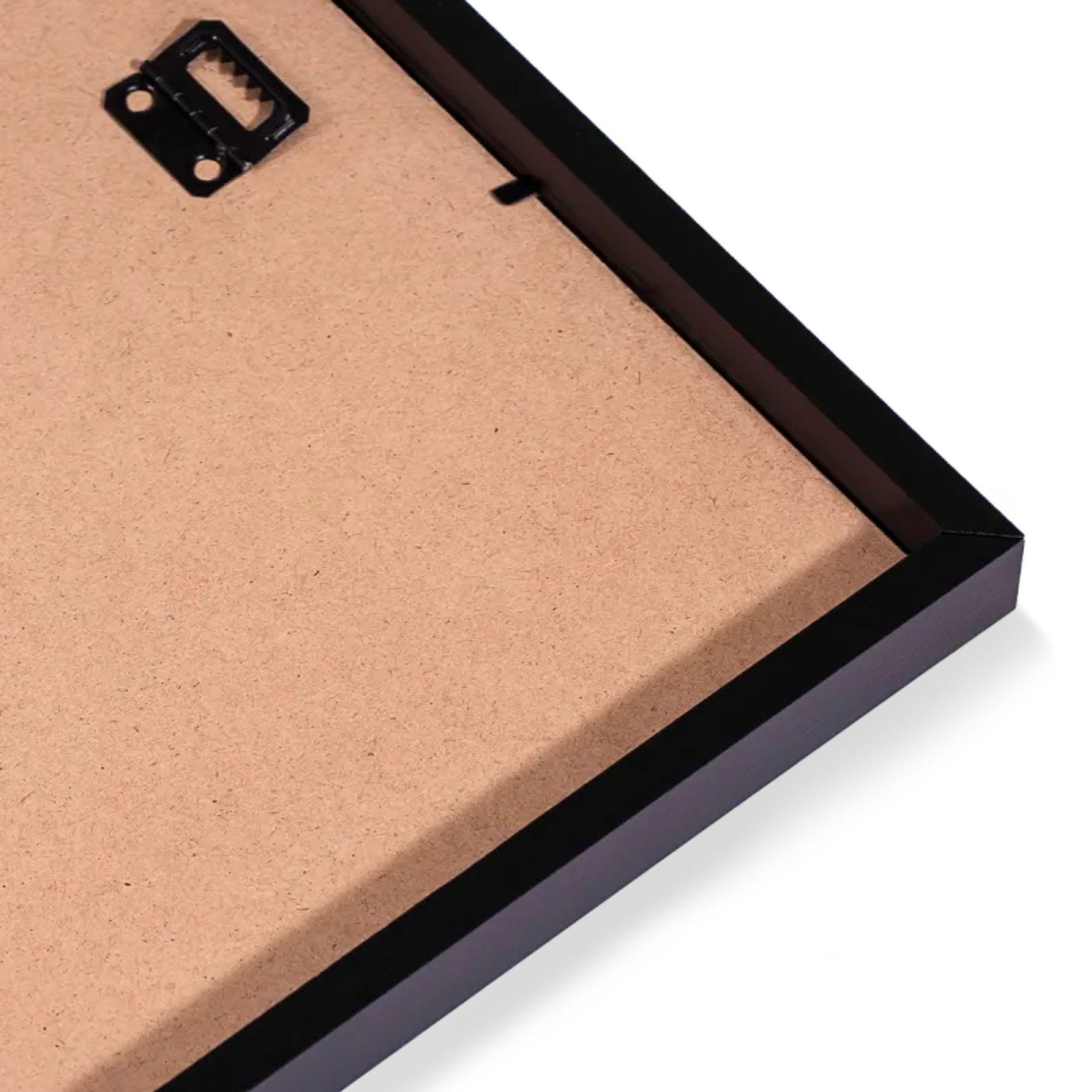 Back of a picture frame with hanging clip.