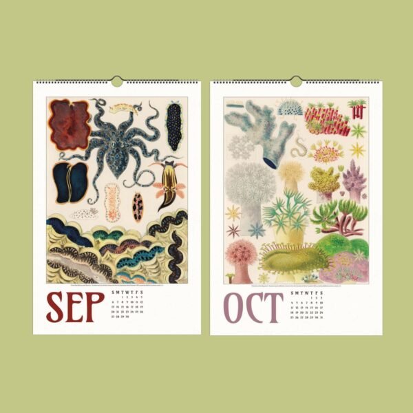Vintage calendar pages for September and October.