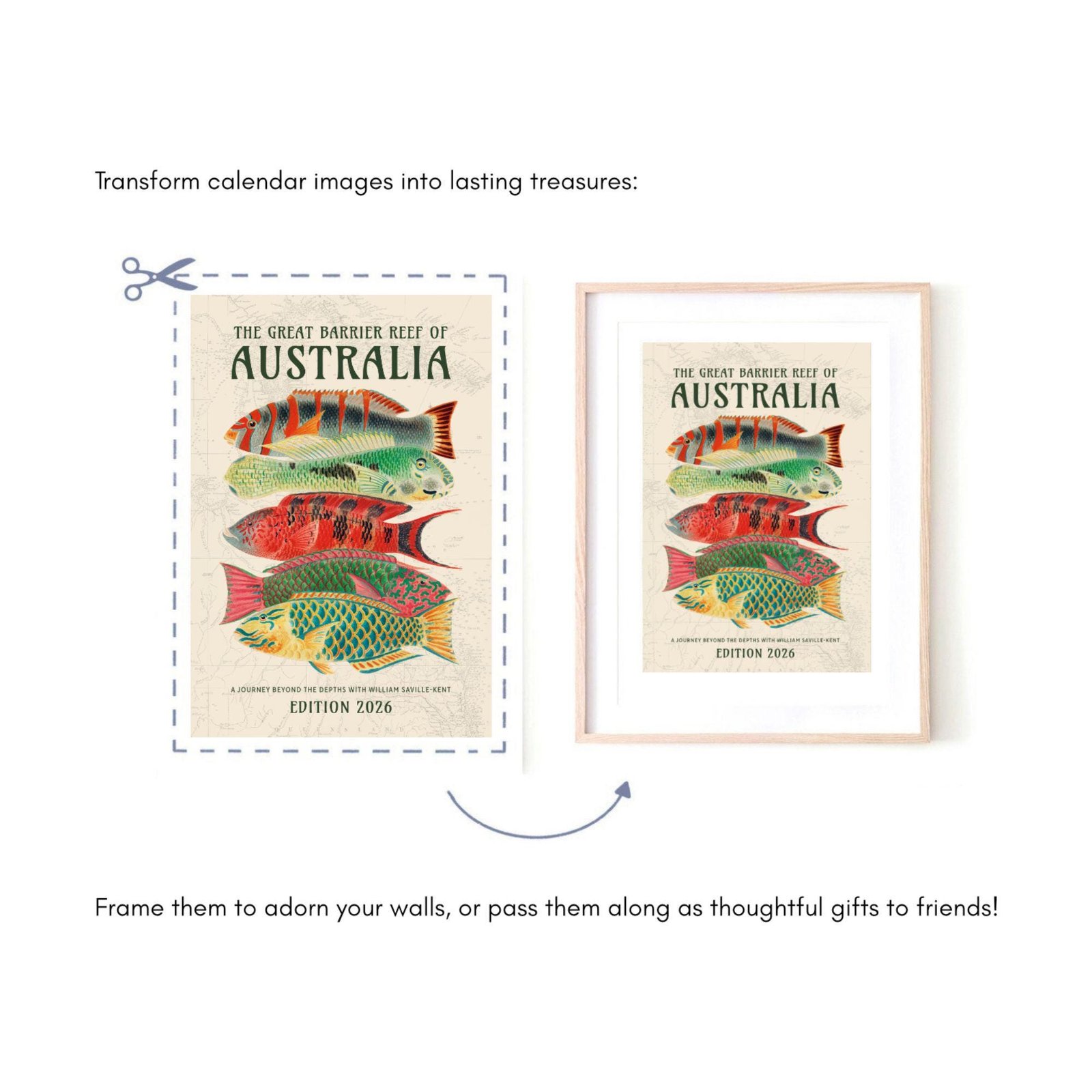 Frame calendar images for decorative gifts and art.