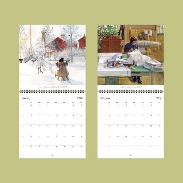 2026 calendar with art by Carl Larsson.