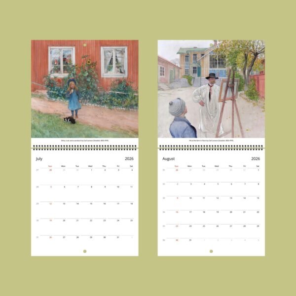 2026 calendar with paintings by Carl Larsson.
