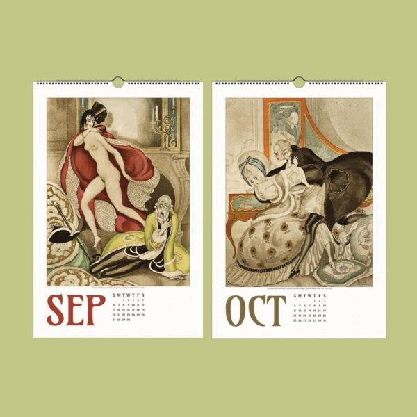 Vintage calendar art for September and October.