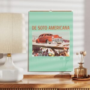 2026 De Soto Americana classic car calendar display.