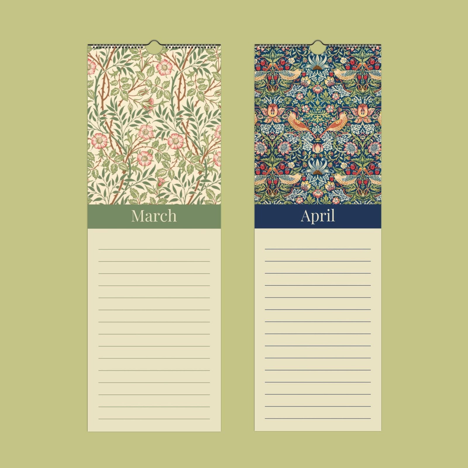 Floral March and April wall calendar design.