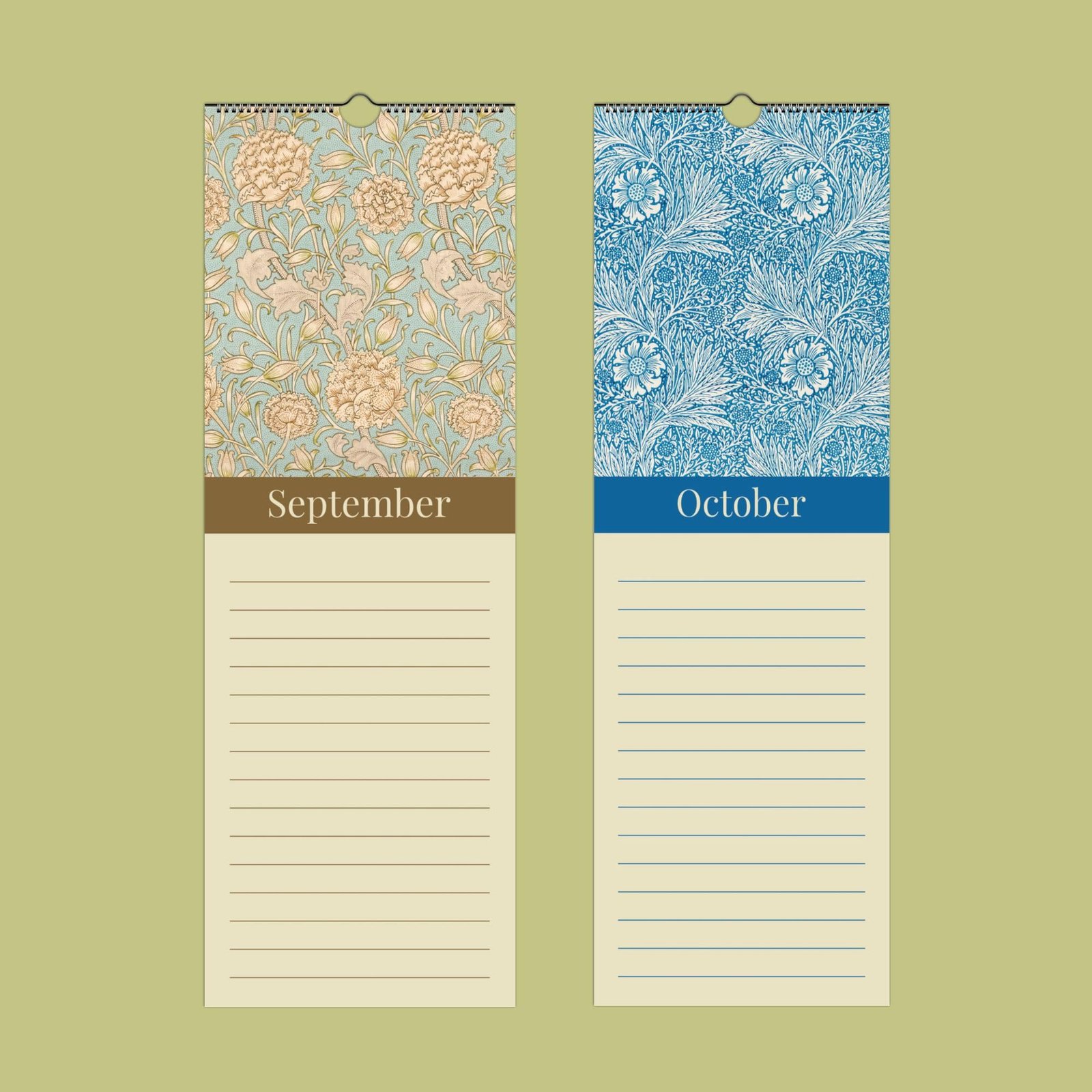 Artistic September and October calendar pages