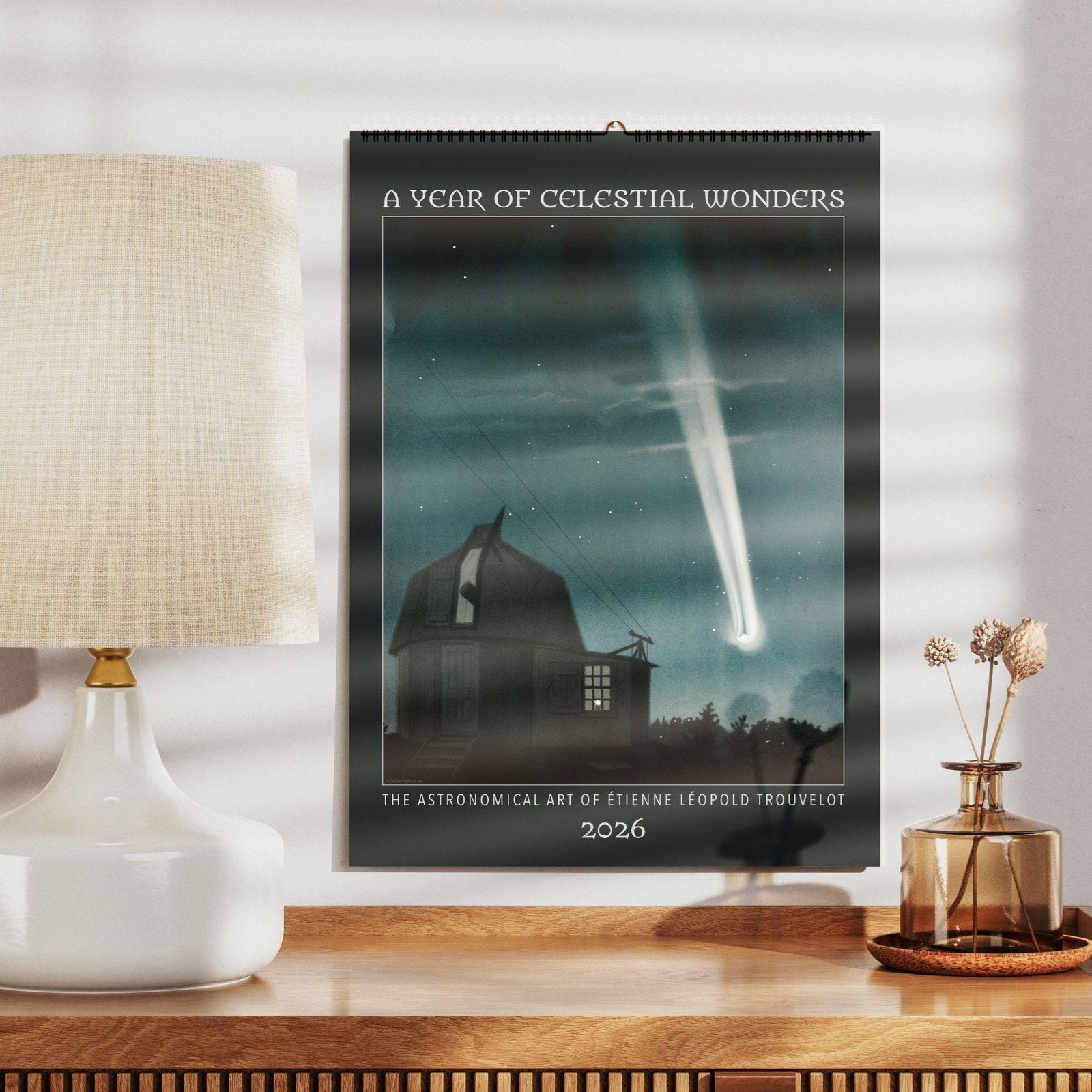 2026 celestial wonders calendar on wall