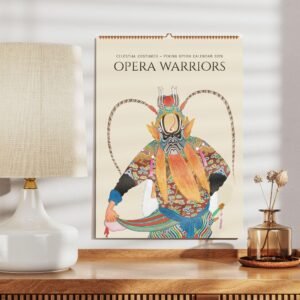 Peking Opera calendar, Opera Warriors on a wall.