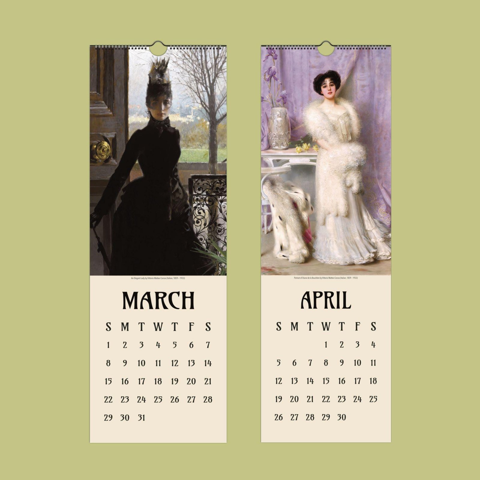 March and April vintage calendar designs