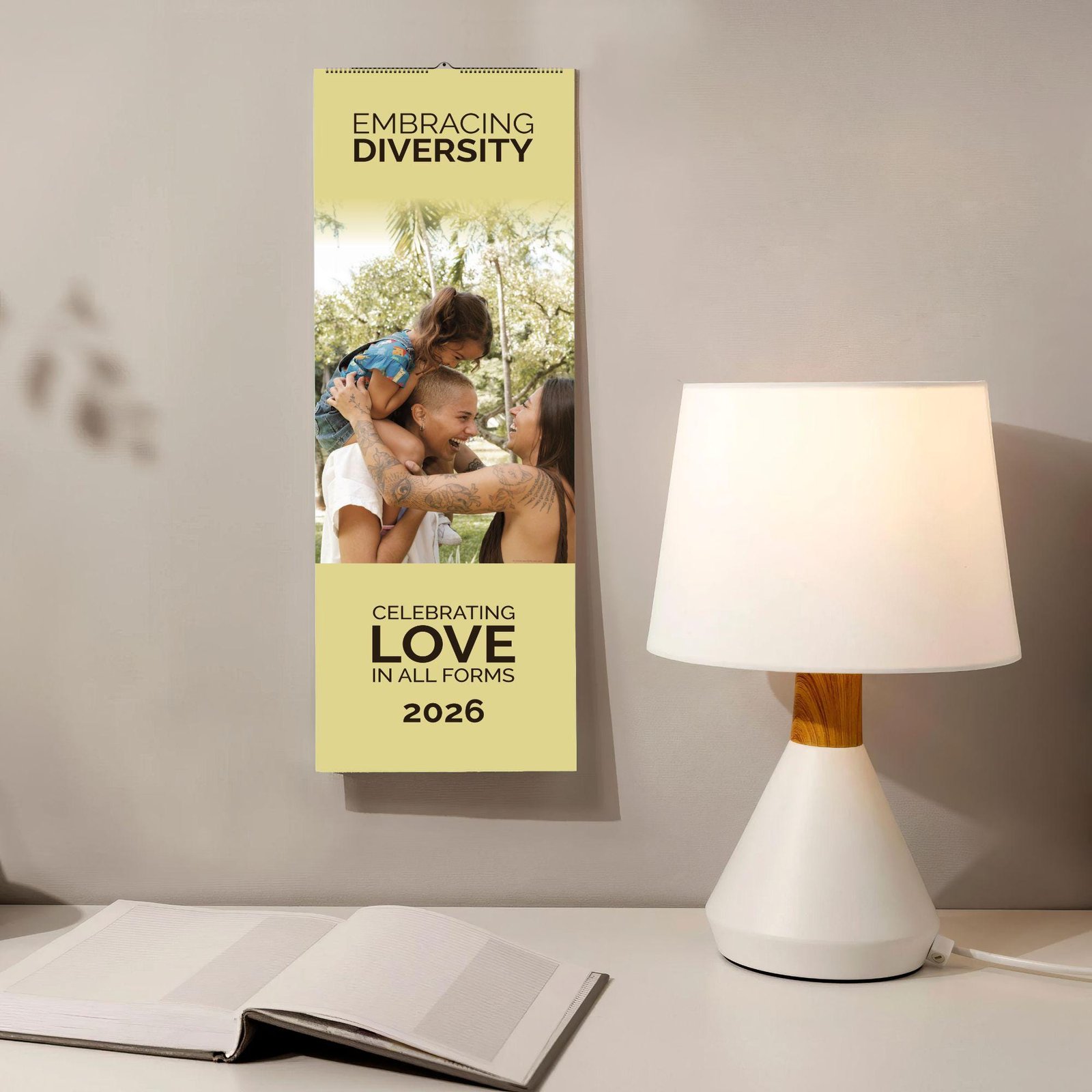 2026 calendar celebrating diversity and love.