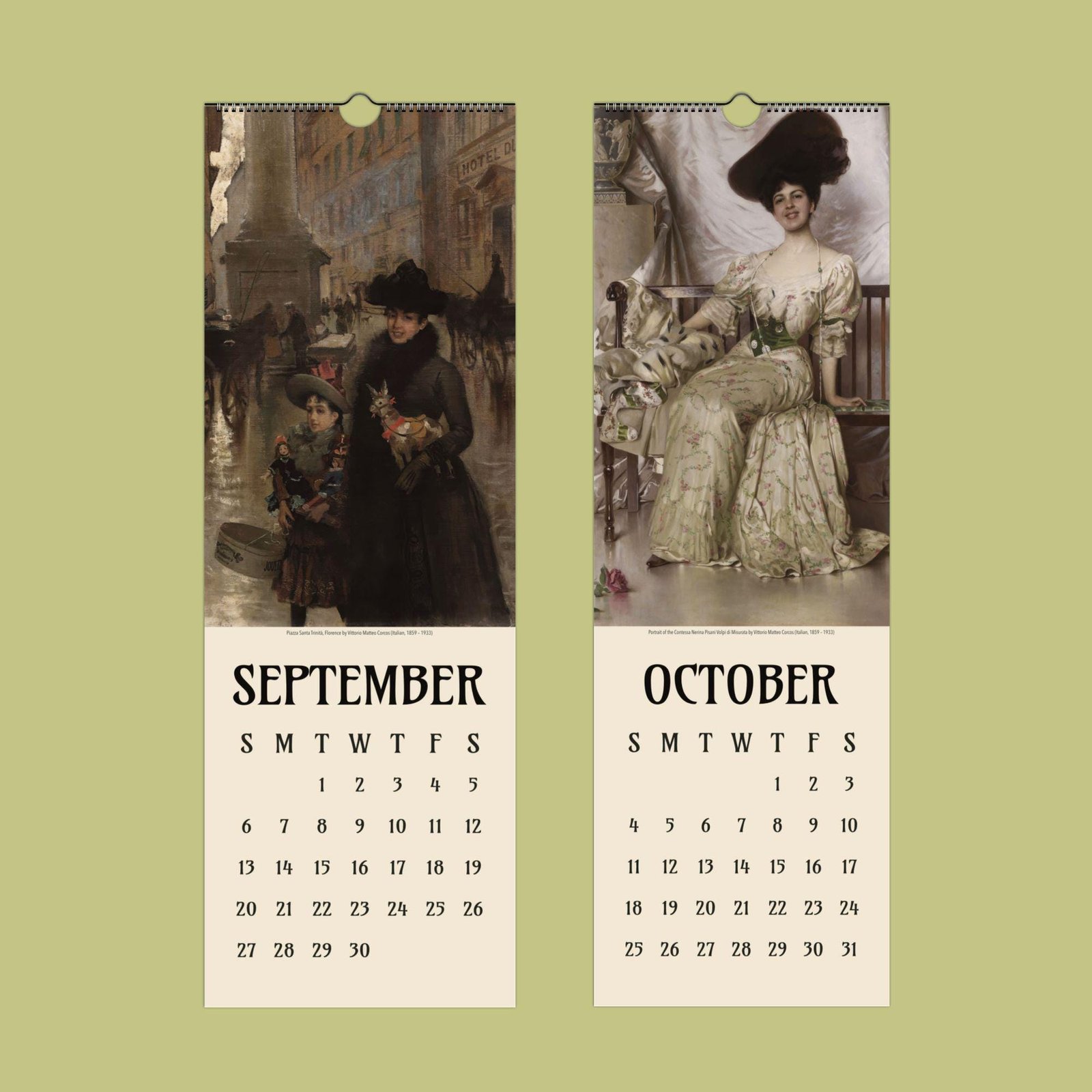 Vintage calendar pages for September and October.