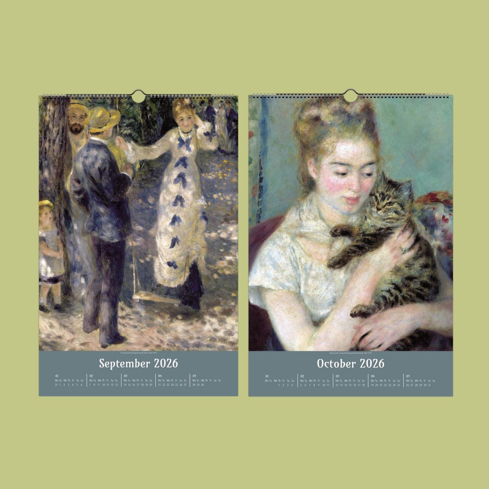 Artistic calendar pages for September and October 2026.