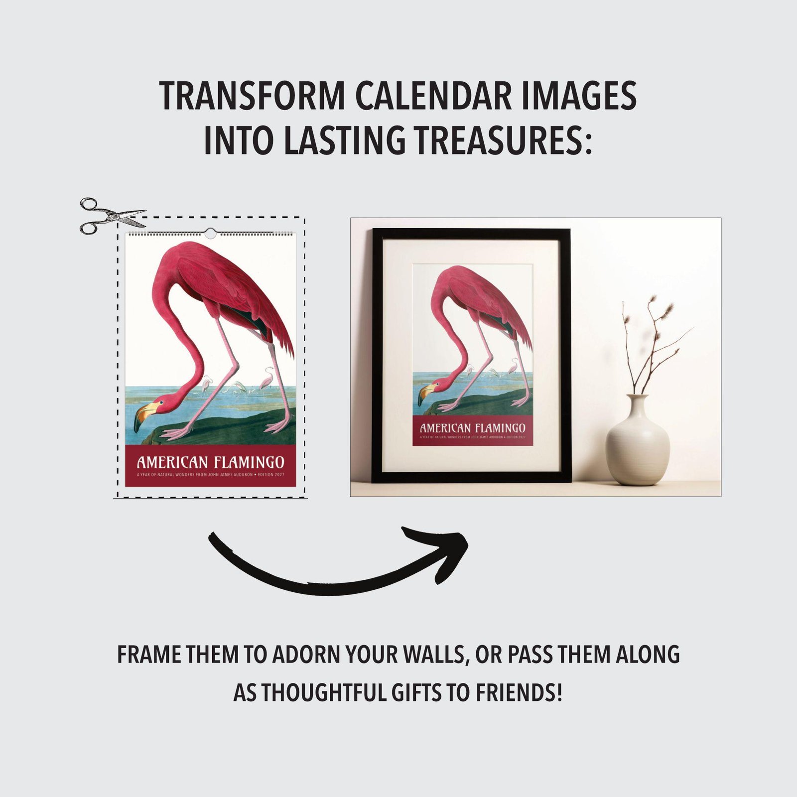 Frame calendar images for decorative wall art.