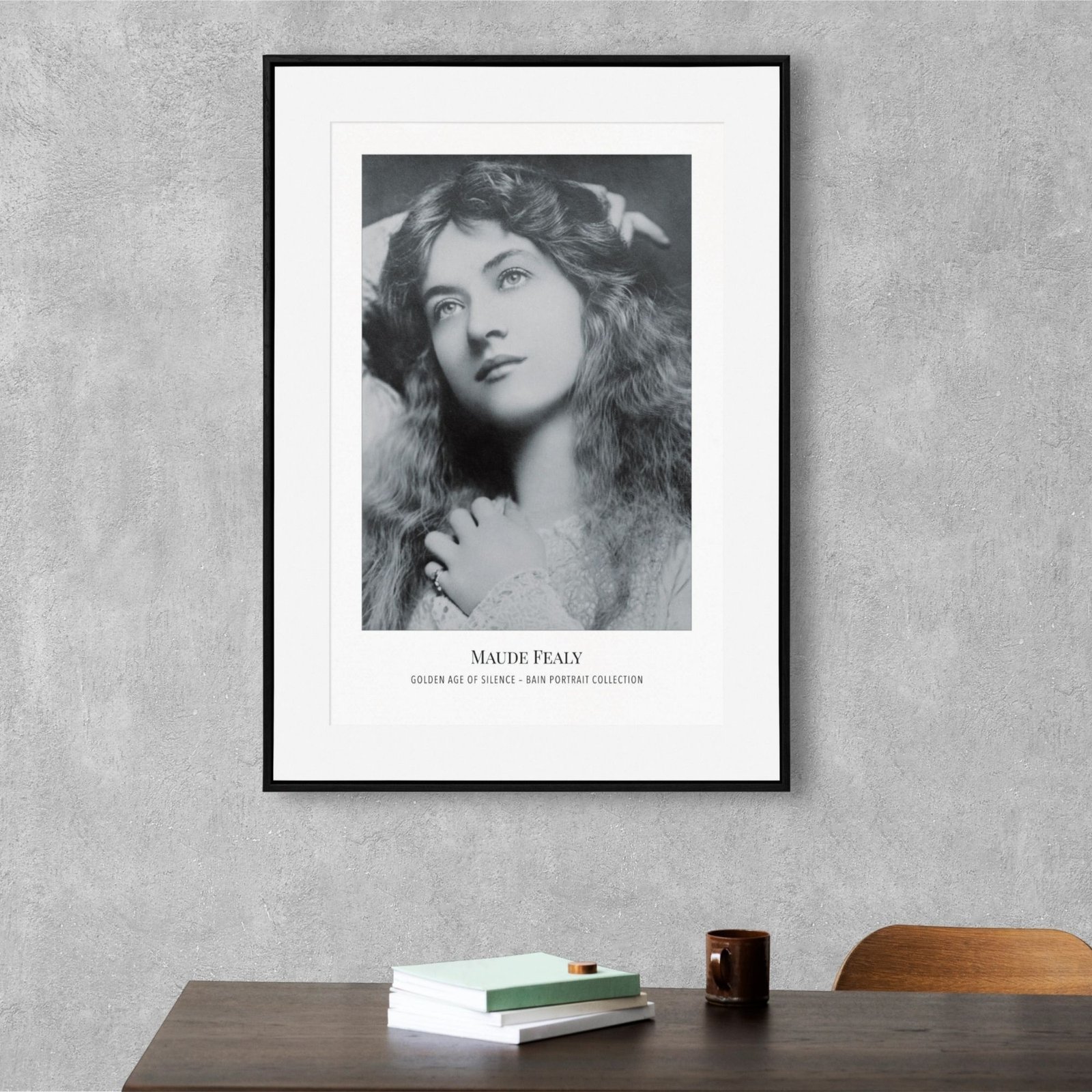 Framed portrait of woman from Bain Collection.