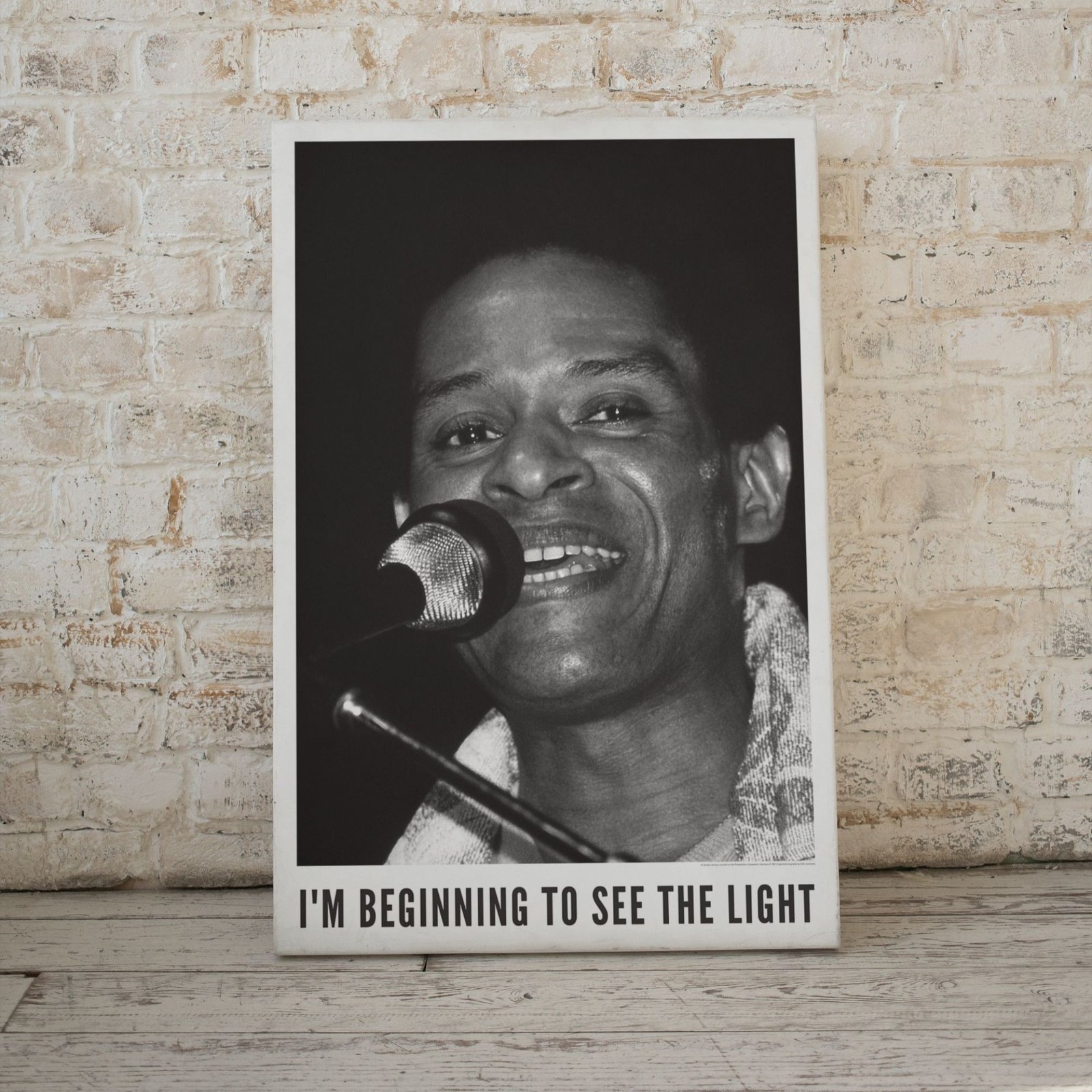 Black and white singer poster with microphone