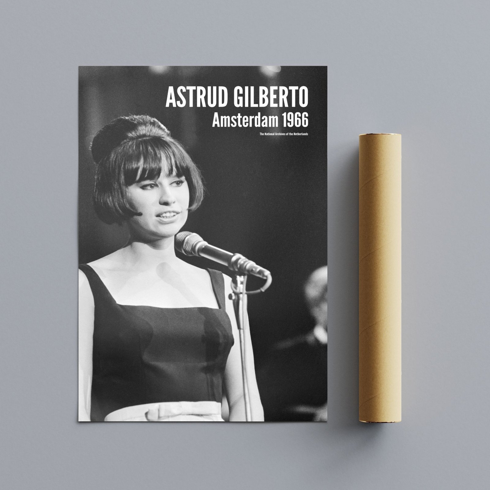 Singer performing on stage, Amsterdam 1966.