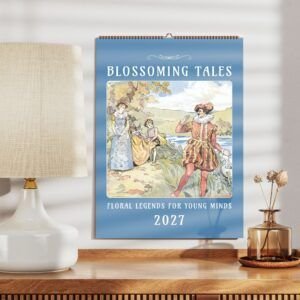 Blossoming Tales 2027 wall calendar on display.