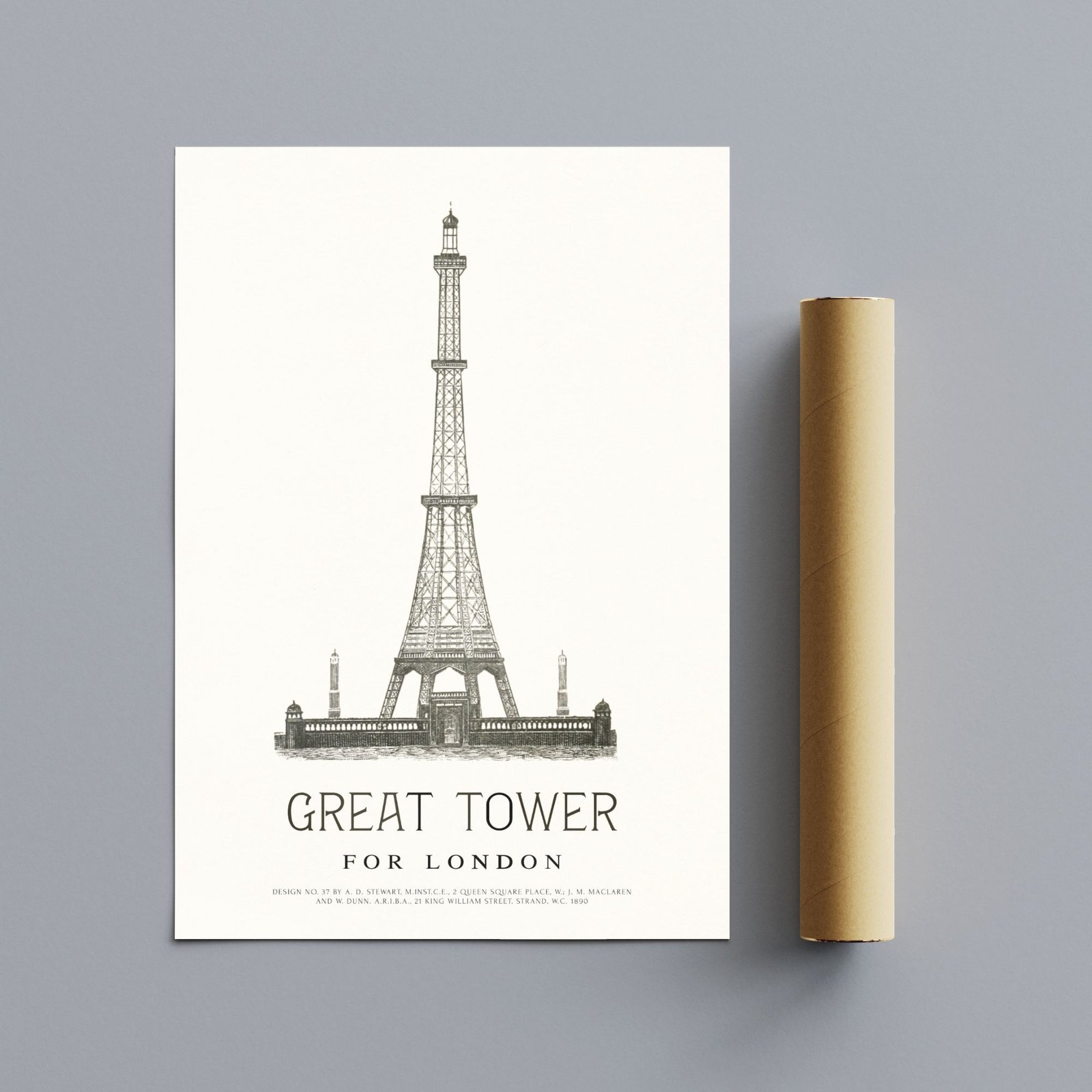 Great Tower for London architectural poster design