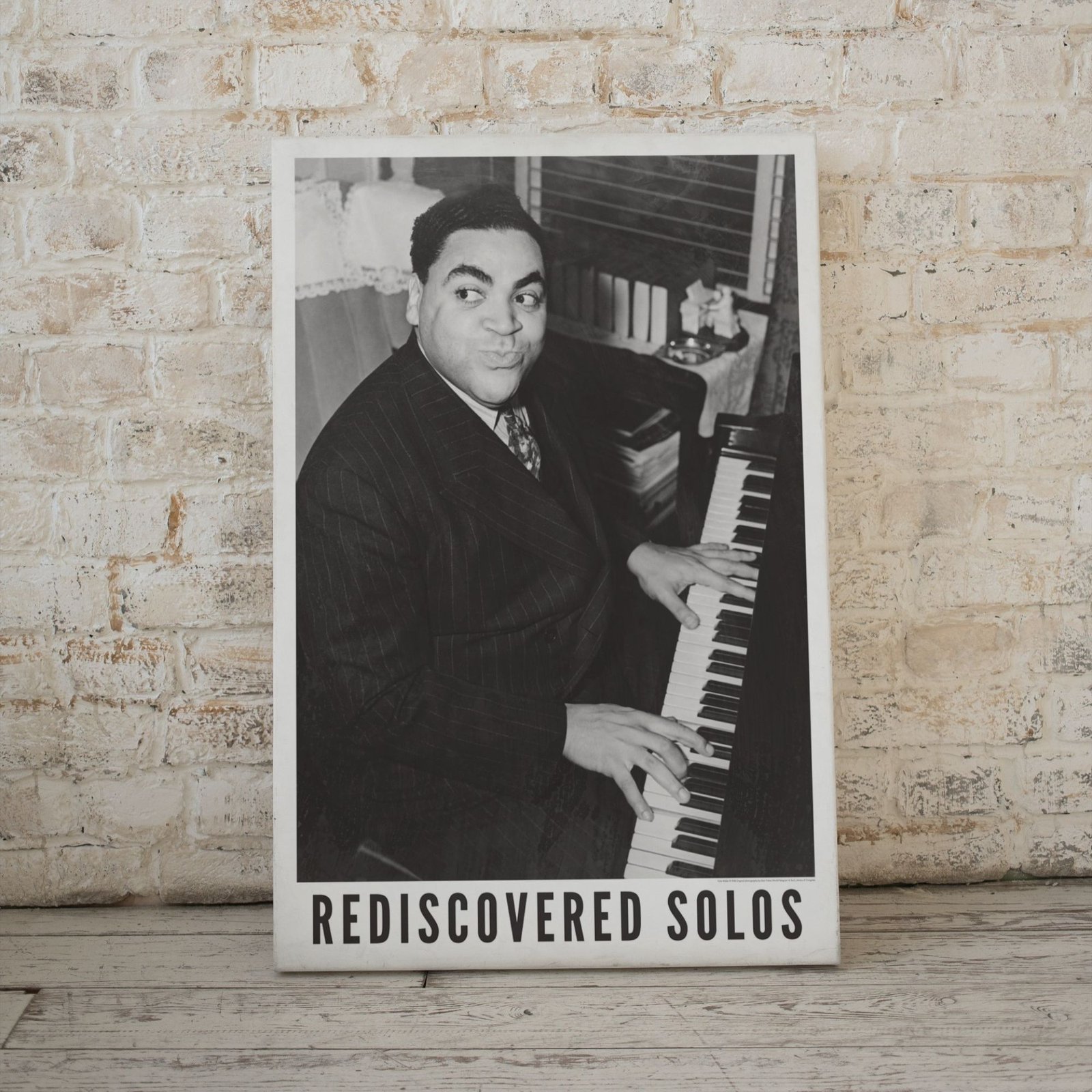 Portrait of pianist playing piano with title Rediscovered Solos