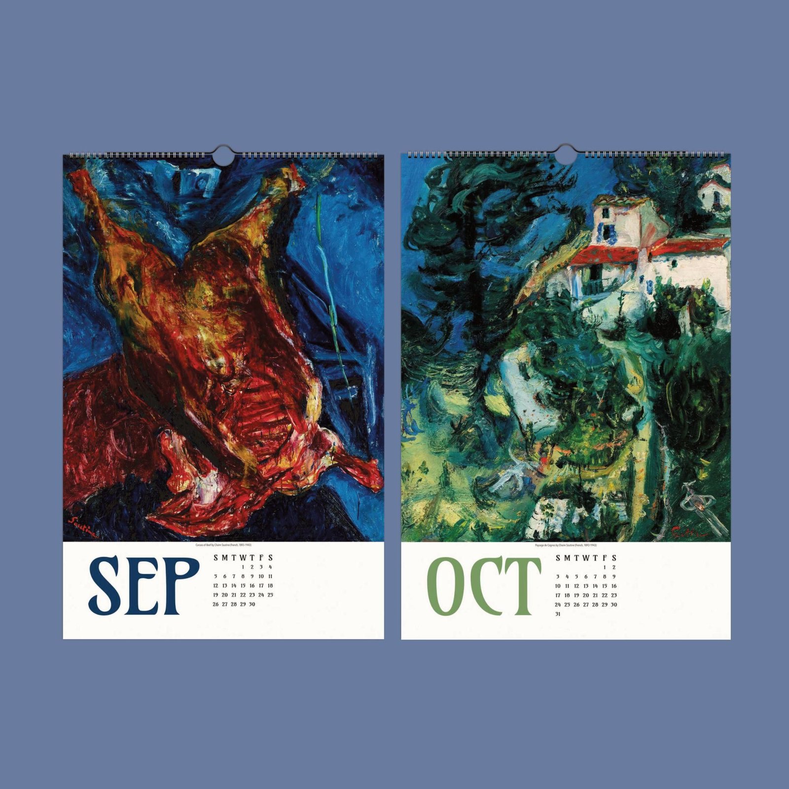 September and October art calendar pages.