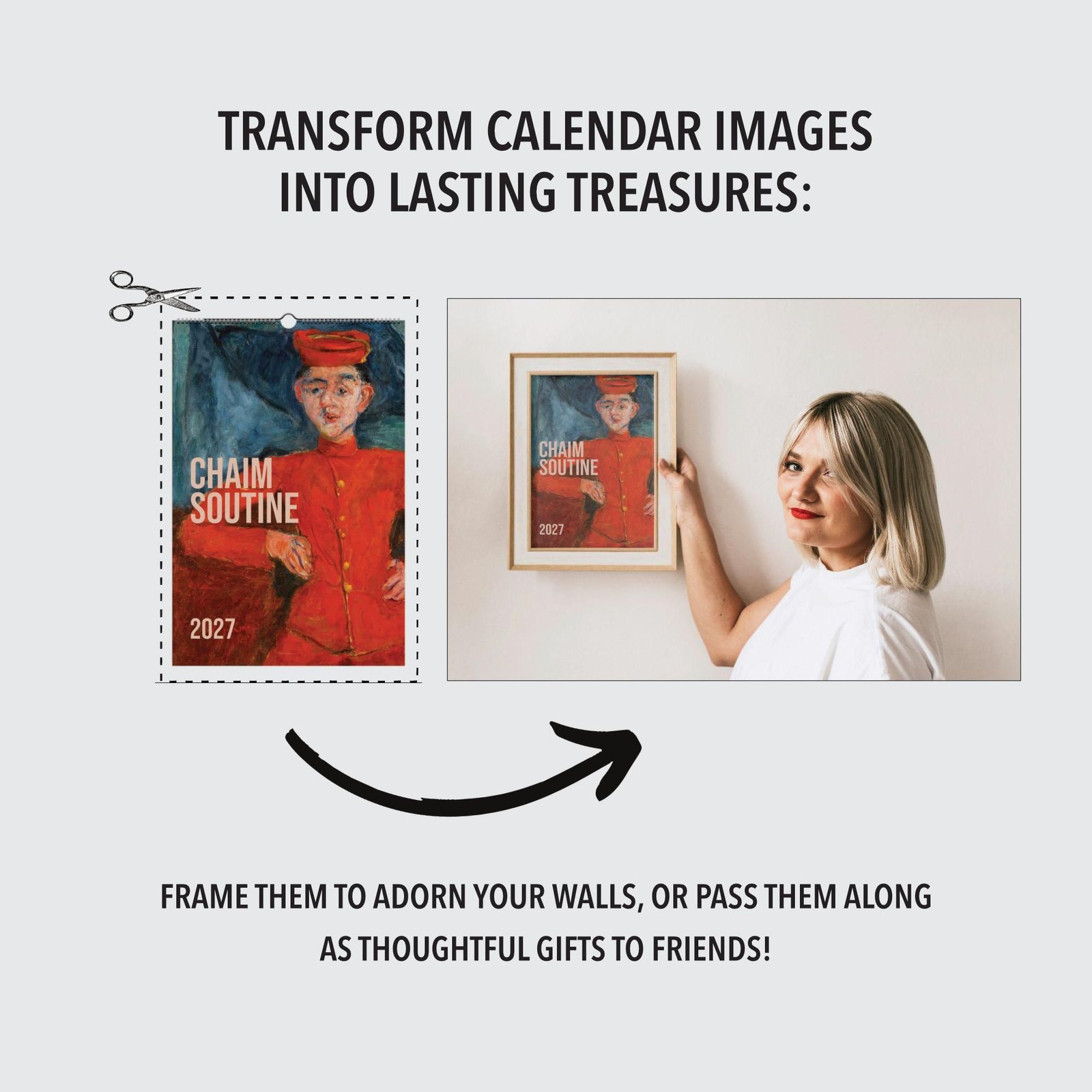 Transform calendar images into framed art gifts.