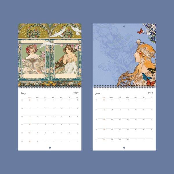 Alphonse Mucha Wall Calendar – Czech Artist, Art Nouveau Period, Semi-Gloss Paper
