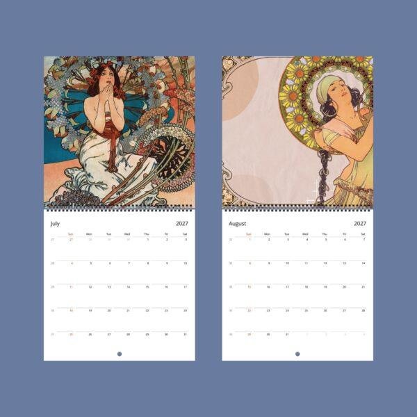 Alphonse Mucha Wall Calendar – Czech Artist, Art Nouveau Period, Semi-Gloss Paper
