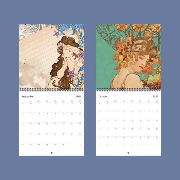 Alphonse Mucha Wall Calendar – Czech Artist, Art Nouveau Period, Semi-Gloss Paper