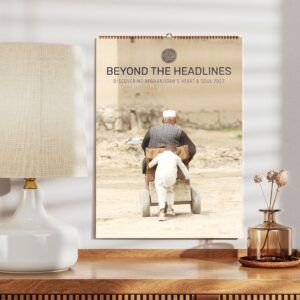 Calendar with Afghan street scene photo.