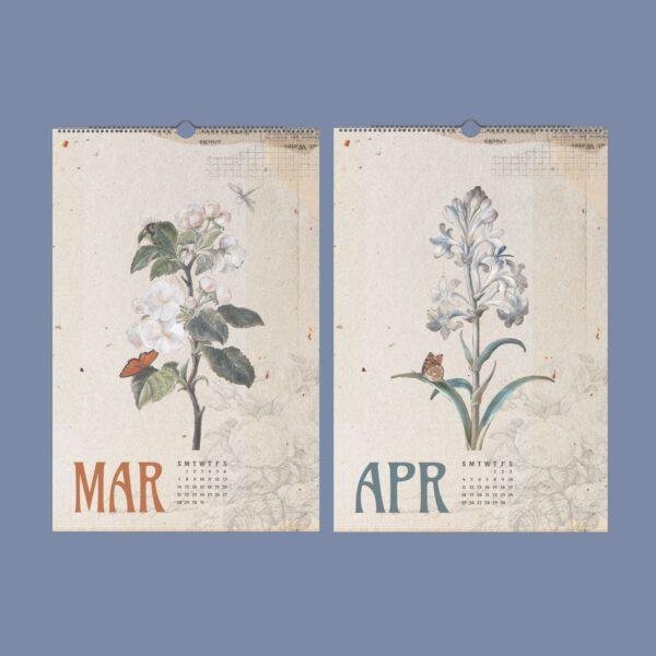 Dietzsch Sisters Botanical Calendar – 18th Century Art, Painted Flowers, Semi-Glossy Paper
