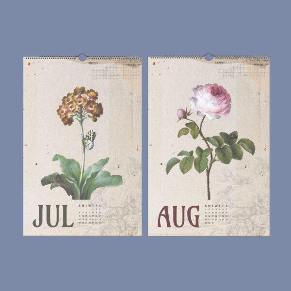 Dietzsch Sisters Botanical Calendar – 18th Century Art, Painted Flowers, Semi-Glossy Paper