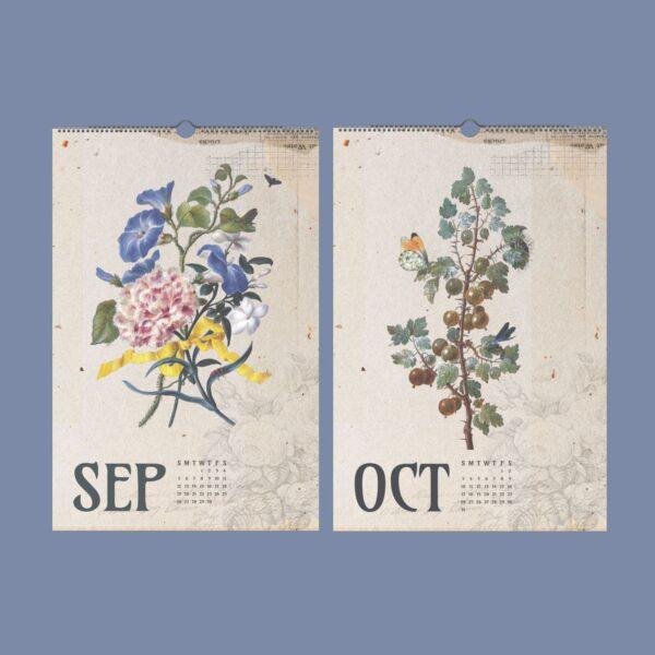 Dietzsch Sisters Botanical Calendar – 18th Century Art, Painted Flowers, Semi-Glossy Paper