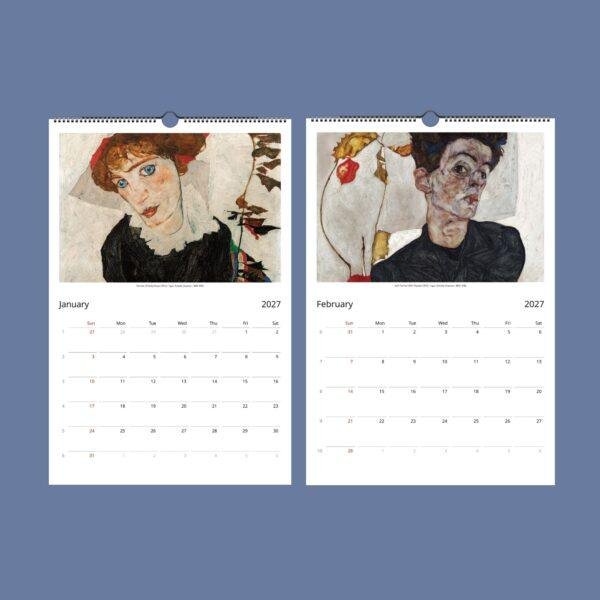 Egon Schiele Wall Calendar - Famous Artist, Expressionist Art, Semi-Glossy Paper