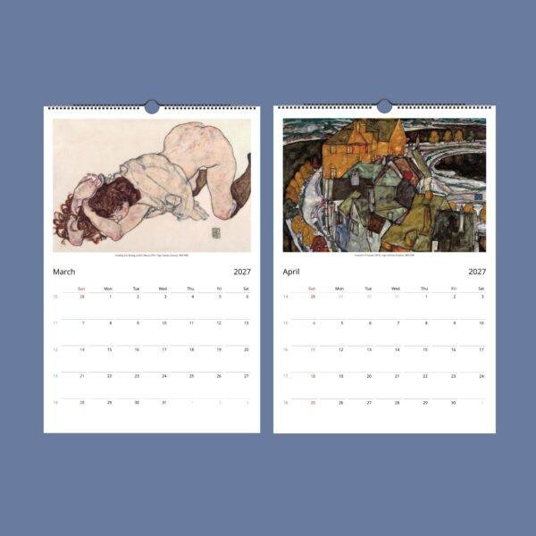 Egon Schiele Wall Calendar - Famous Artist, Expressionist Art, Semi-Glossy Paper